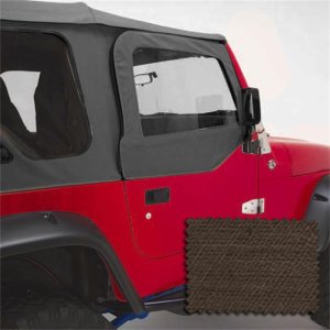 Jeep Wrangler Upper Soft Doors - Front - Rugged Ridge - Steel Frames + Door Skins - Khaki Denim - `97-`06